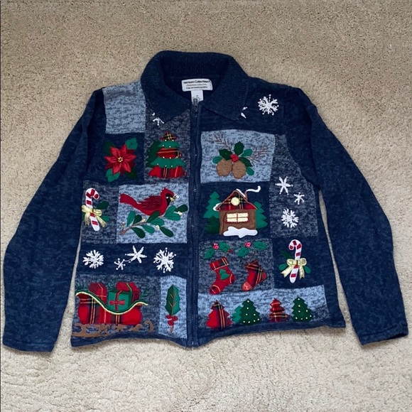 Sweaters - ❤️ Blue Vintage 🎄 Christmas Holiday Cardigan Sweater ❤️